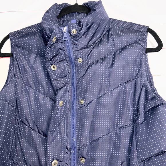 Gap Navy & White Polka Dot Winter Wear Puffer Vest Medium - Picture 3 of 6